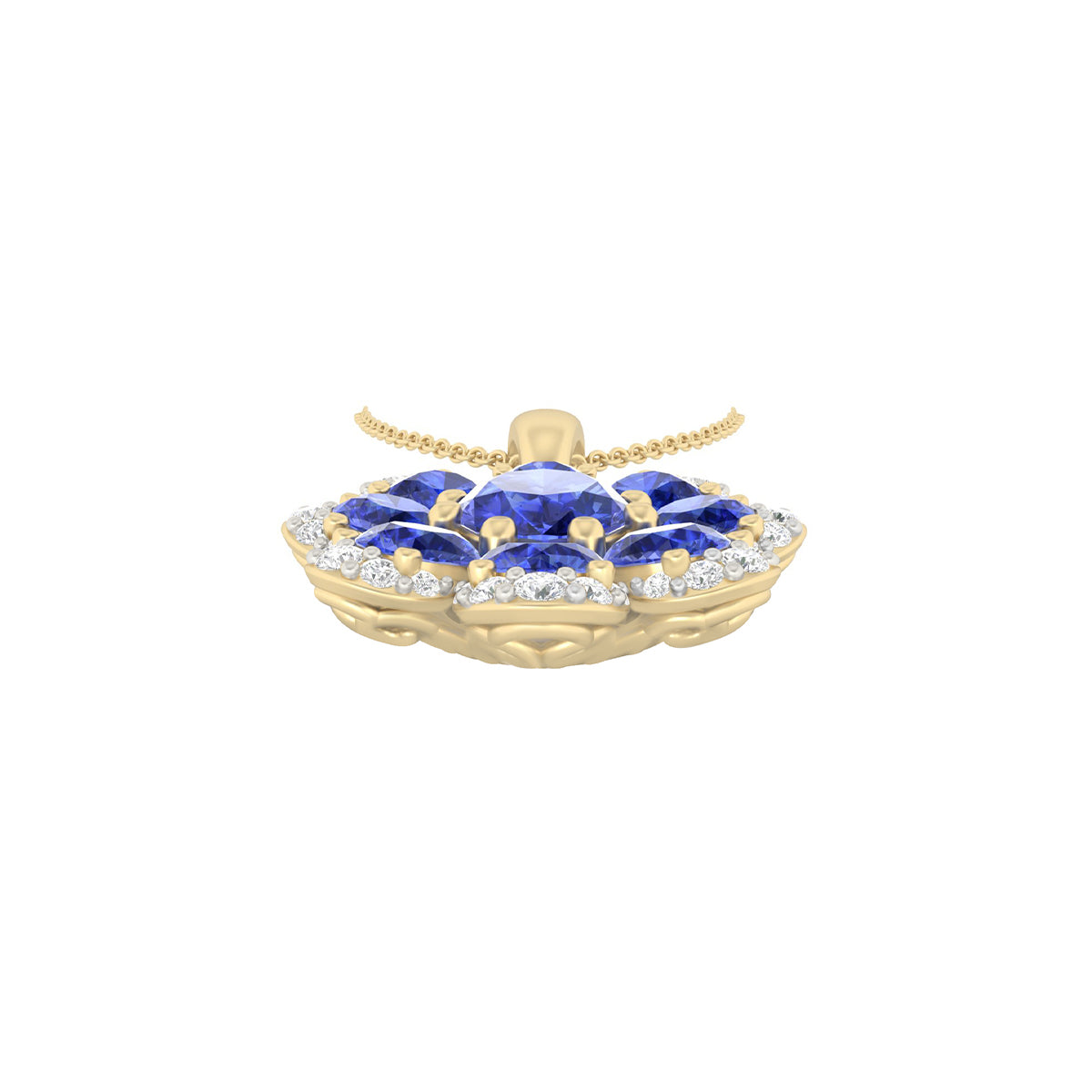 AA+ Tanzanite Pendant with White Diamond in 14Kt Gold 4.57cts