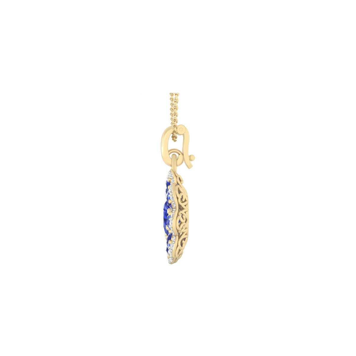 AA+ Tanzanite Pendant with White Diamond in 14Kt Gold 4.57cts