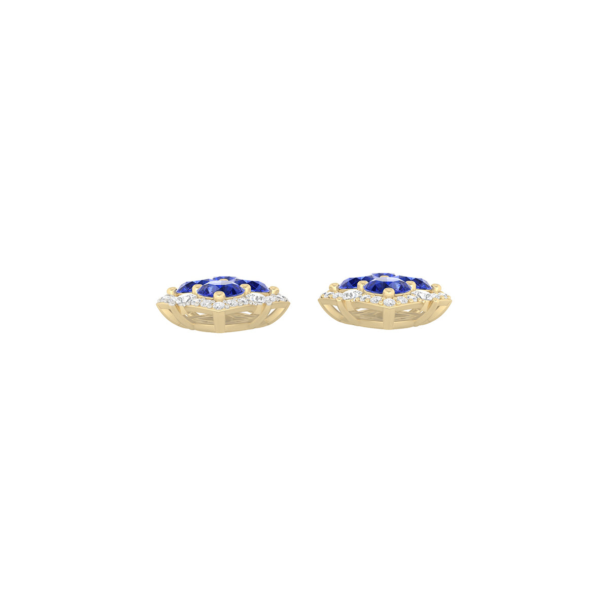 AA+ Tanzanite Earrings with White Diamond in 14Kt Gold 3.40cts