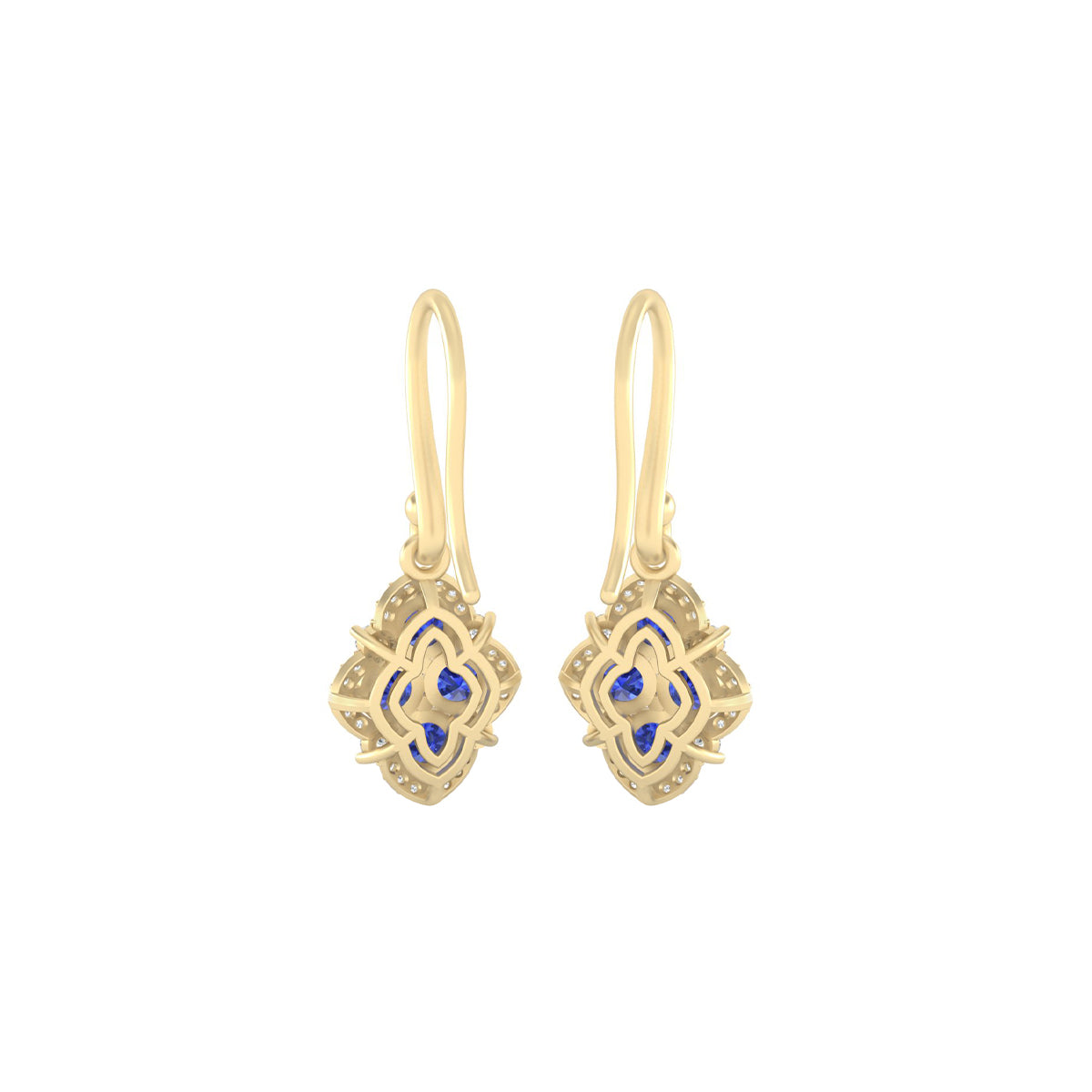 AA+ Tanzanite Earrings with White Diamond in 14Kt Gold 3.40cts