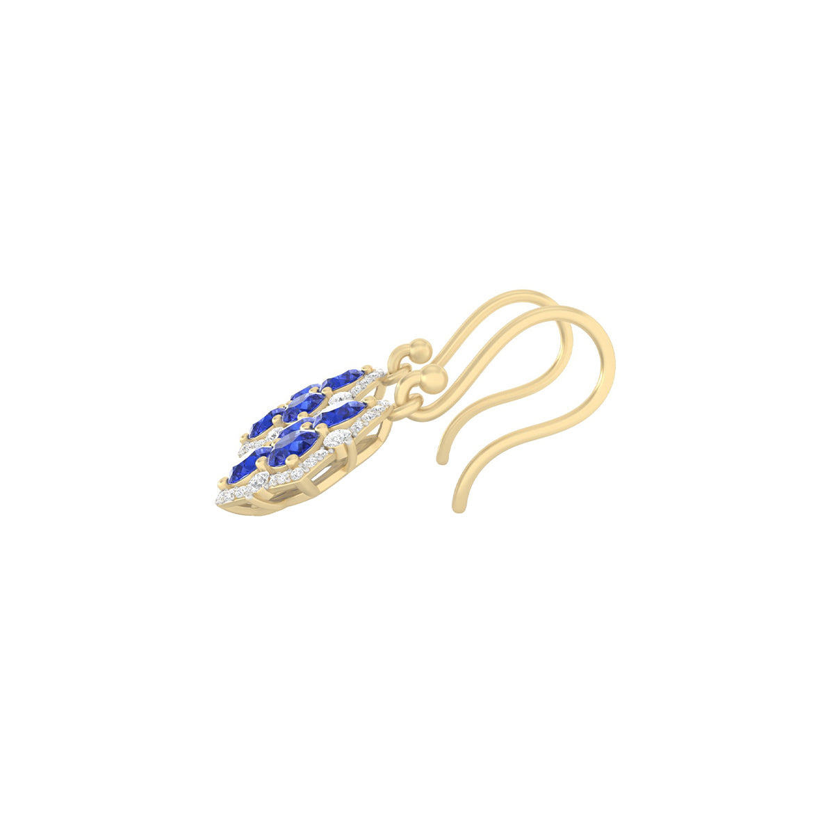 AA+ Tanzanite Earrings with White Diamond in 14Kt Gold 3.40cts