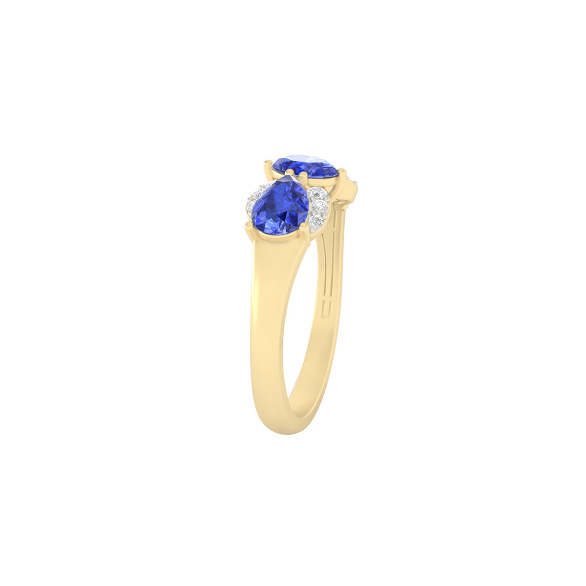 AA+ Tanzanite Ring with White Diamond in 18Kt Gold 1.42cts