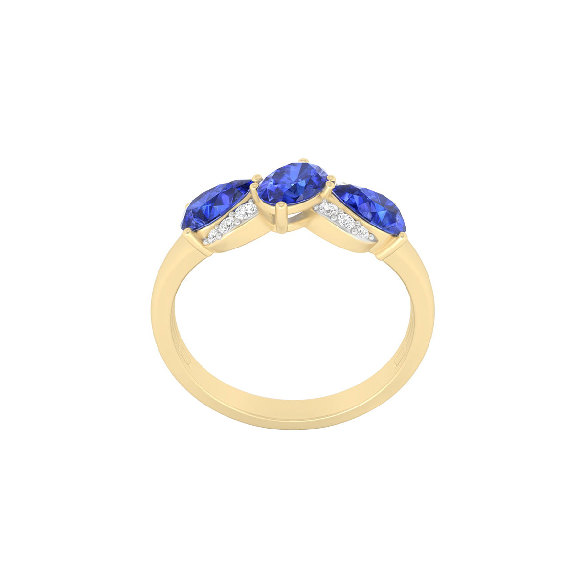 AA+ Tanzanite Ring with White Diamond in 18Kt Gold 1.42cts