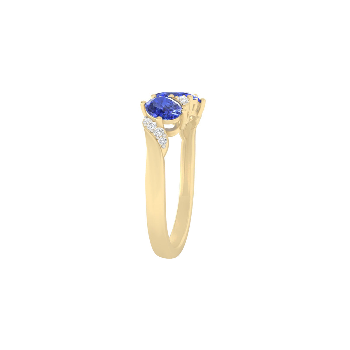 AA+ Tanzanite Ring with White Diamond in 18Kt Gold 1.52cts