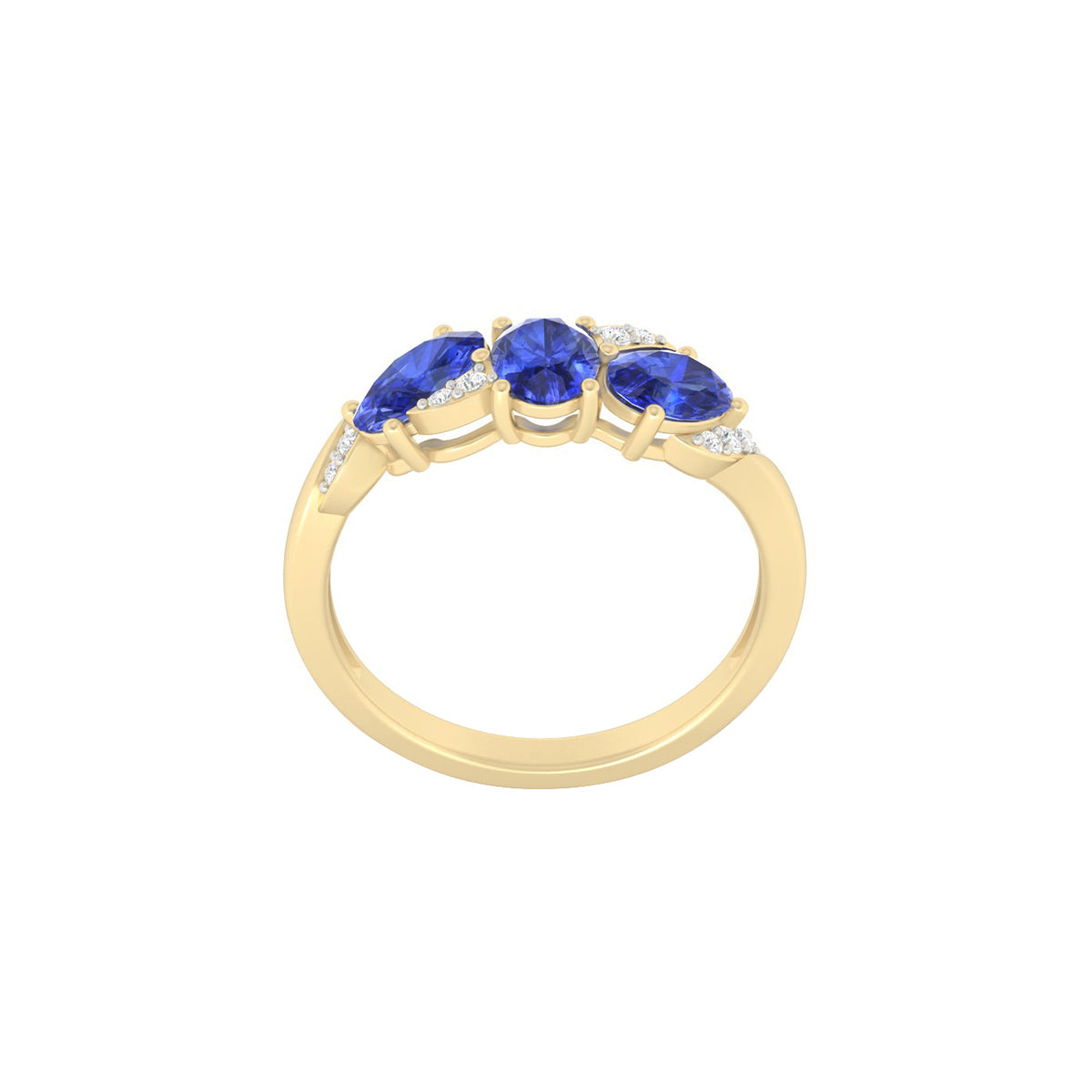 AA+ Tanzanite Ring with White Diamond in 18Kt Gold 1.52cts