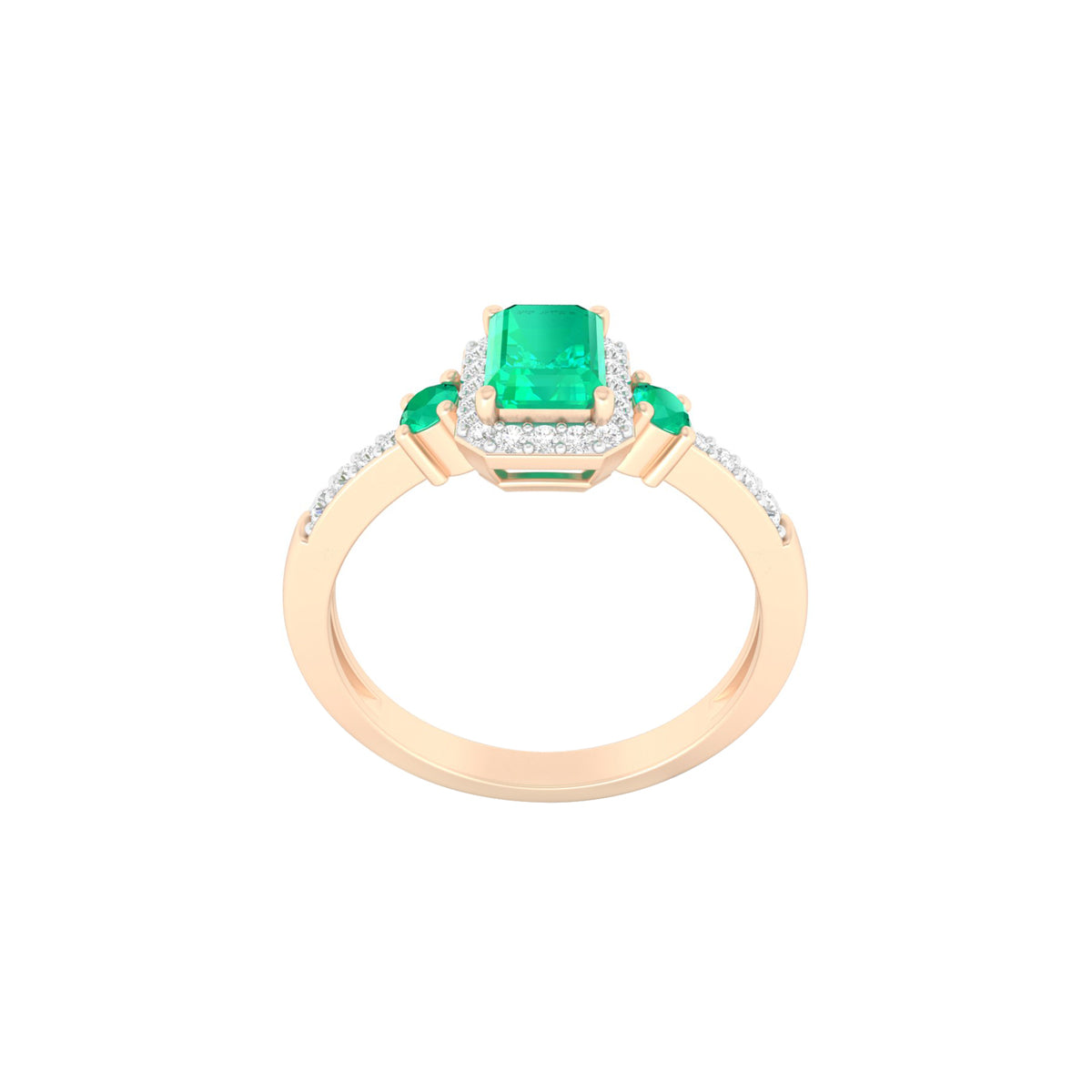 Zambian Emerald Ring with White Diamond in 18Kt Gold 0.92cts