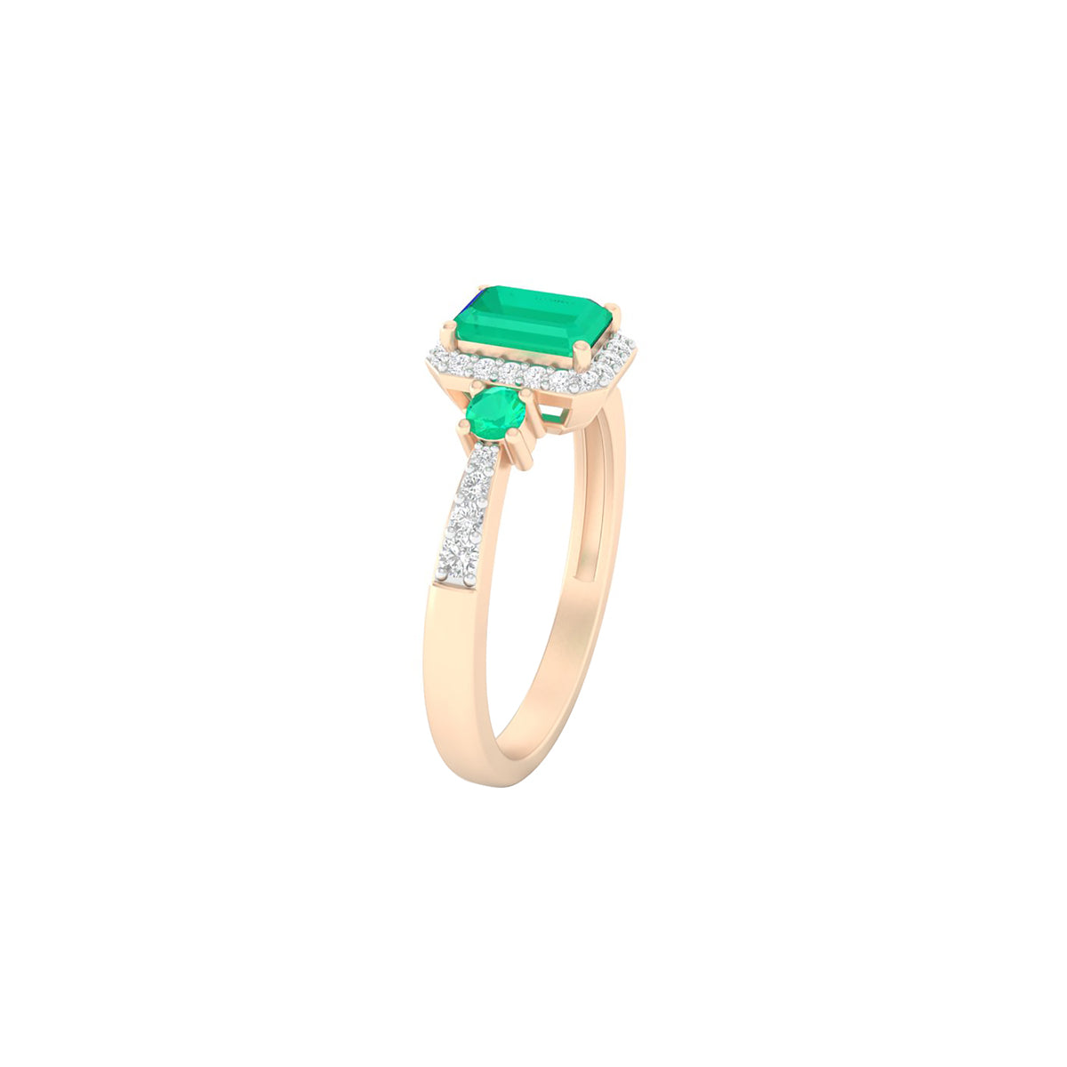Zambian Emerald Ring with White Diamond in 18Kt Gold 0.92cts