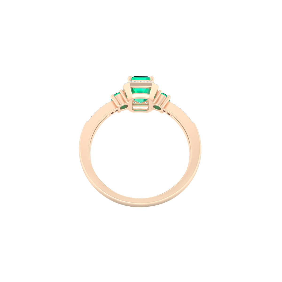 Zambian Emerald Ring with White Diamond in 18Kt Gold 0.92cts