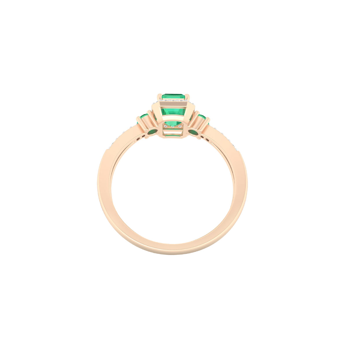 Zambian Emerald Ring with White Diamond in 18Kt Gold 0.92cts