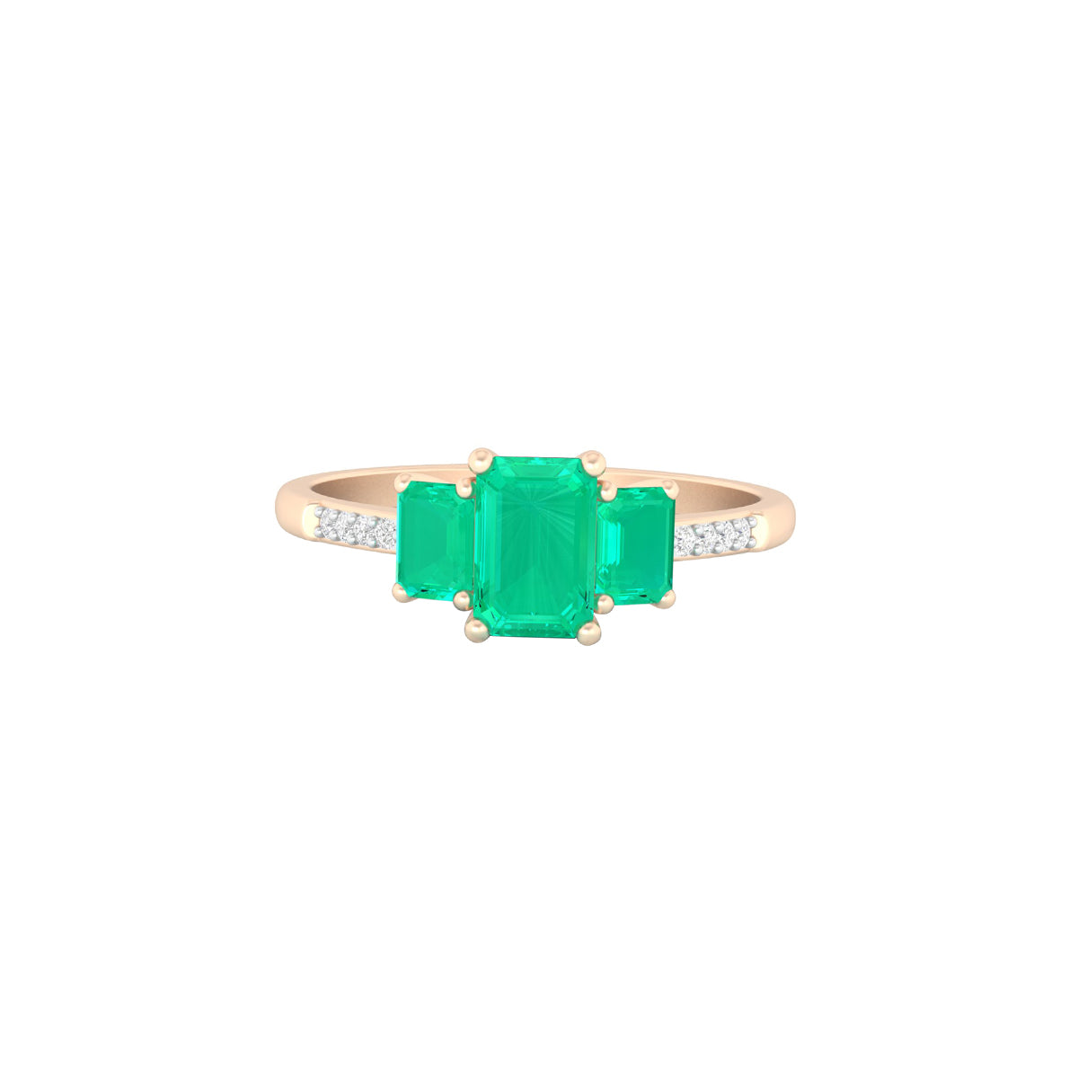 Zambian Emerald Ring with White Diamond in 18Kt Gold 1.18cts