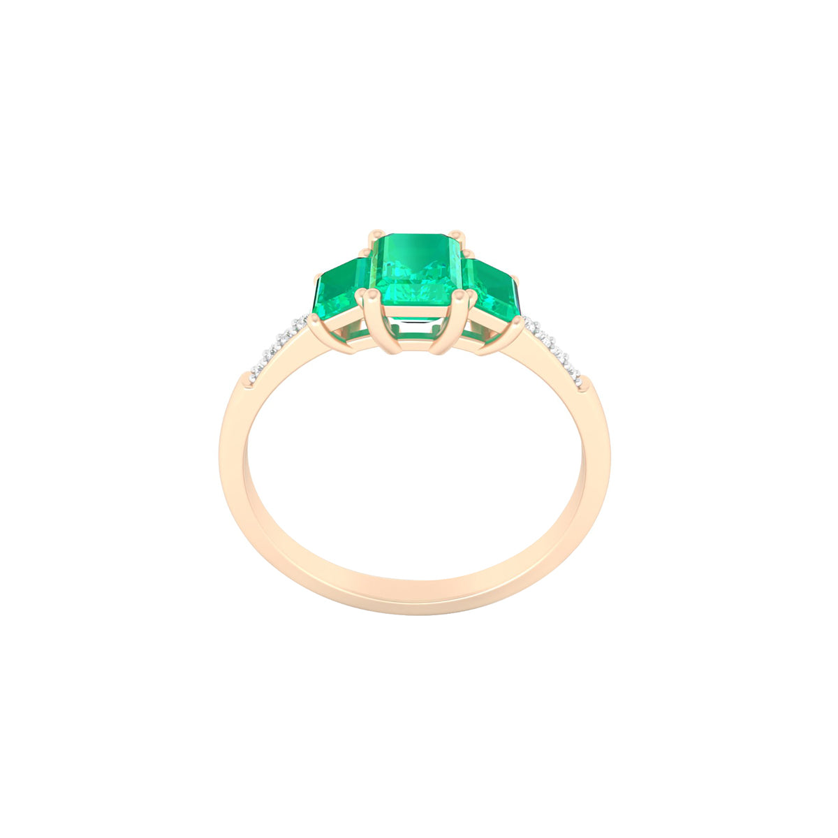 Zambian Emerald Ring with White Diamond in 18Kt Gold 1.18cts