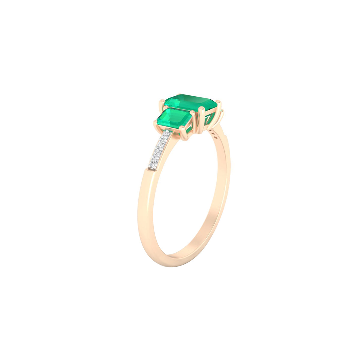 Zambian Emerald Ring with White Diamond in 18Kt Gold 1.18cts