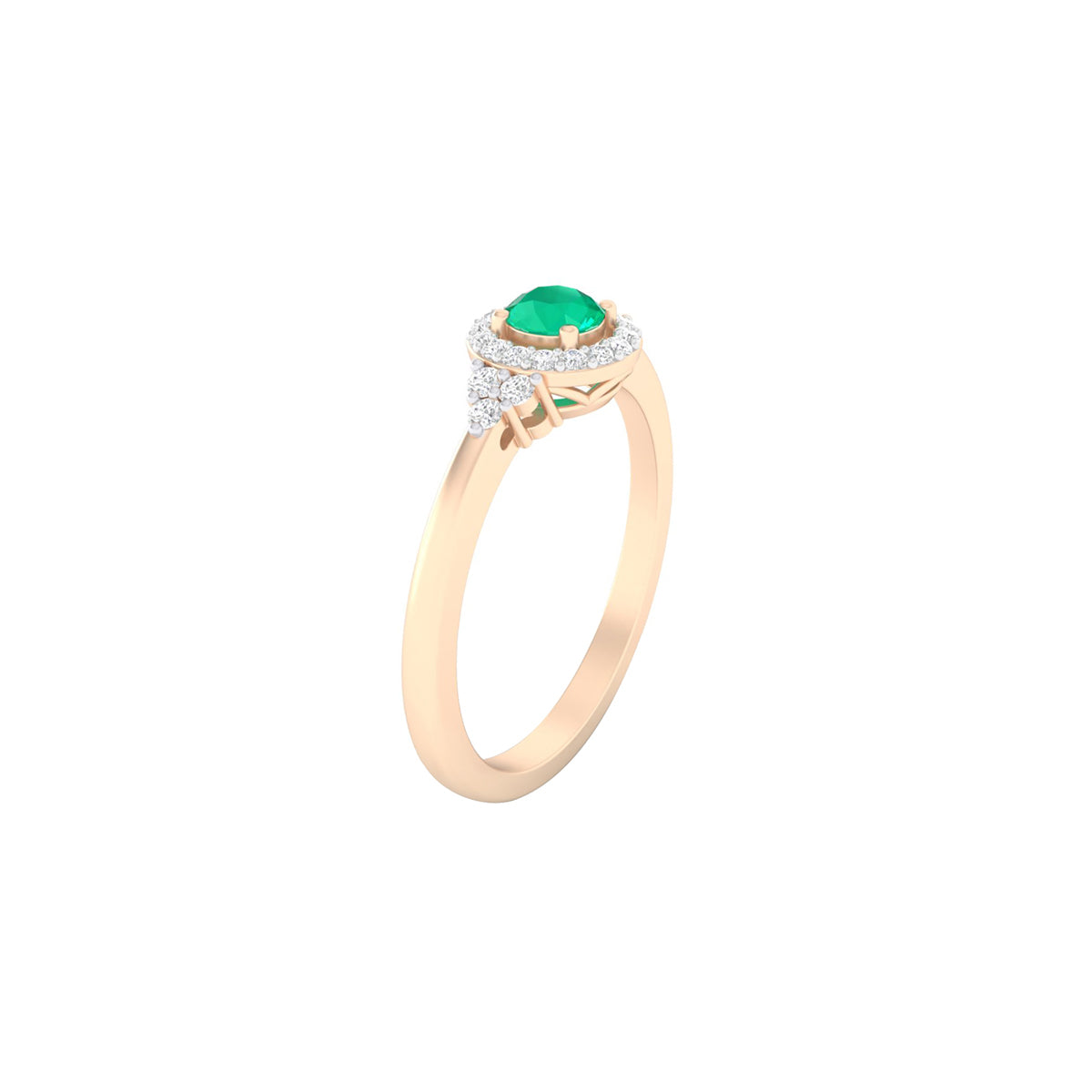 Zambian Emerald Ring with White Diamond in 18Kt Gold 0.42cts