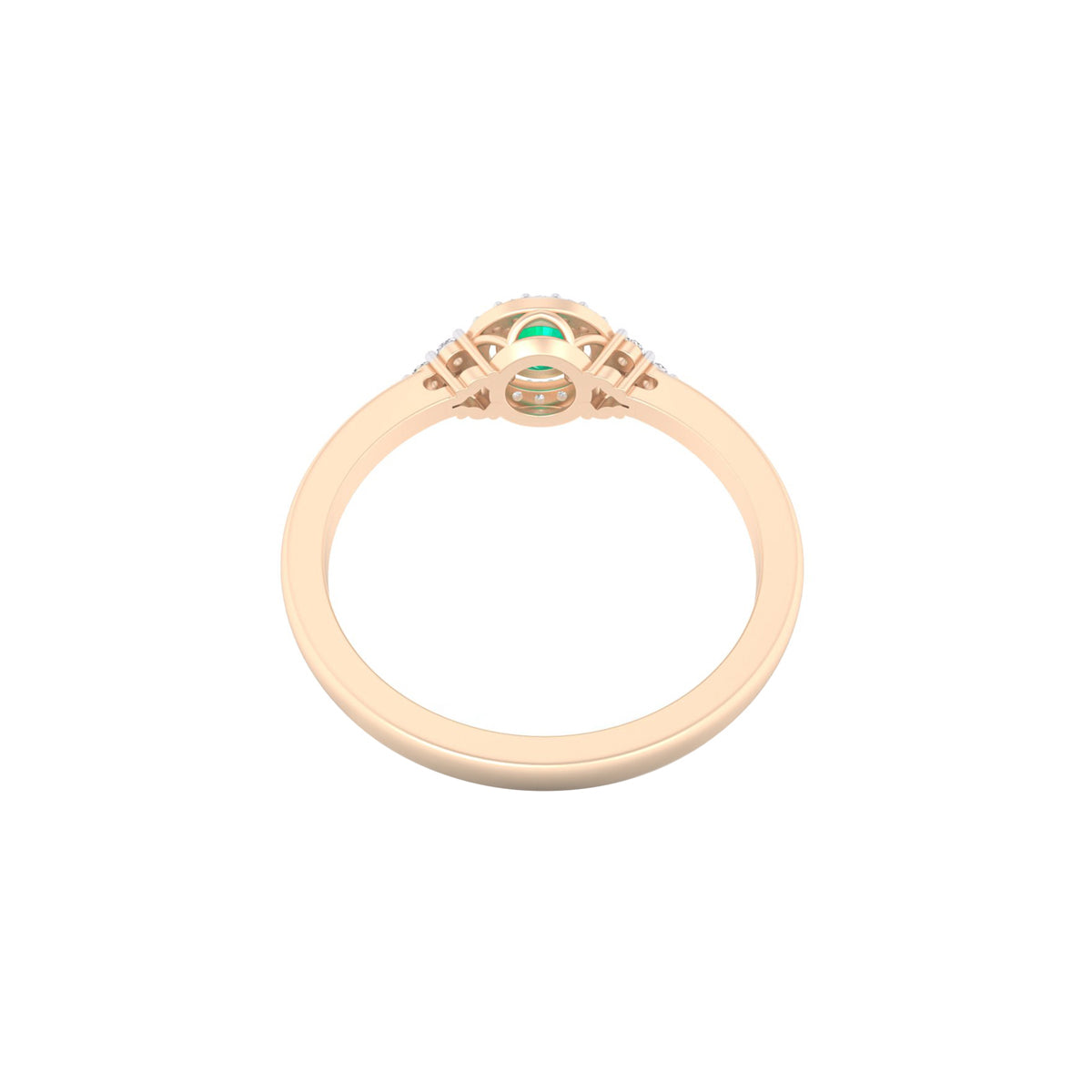 Zambian Emerald Ring with White Diamond in 18Kt Gold 0.42cts