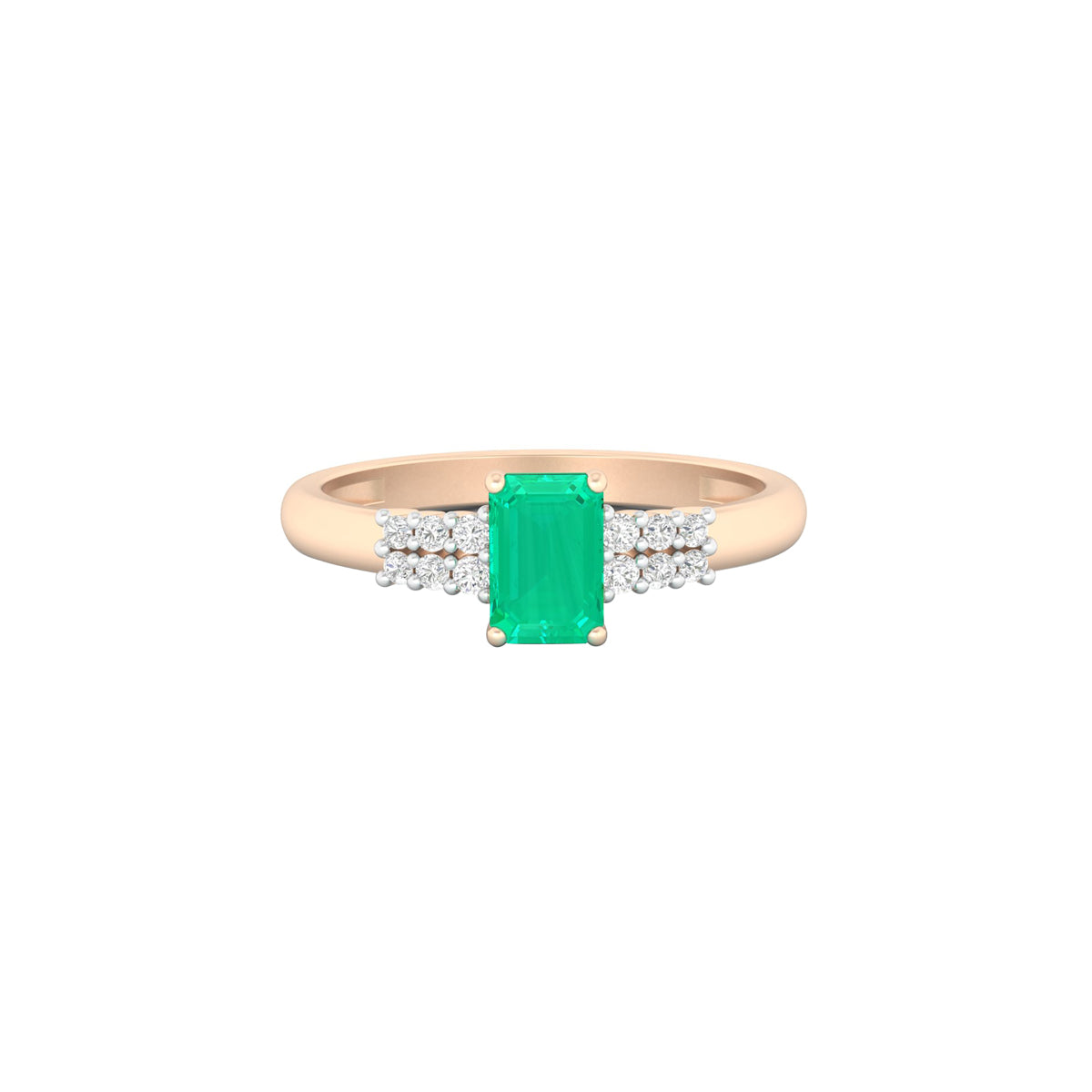 Zambian Emerald Ring with White Diamond in 18Kt Gold 0.62cts