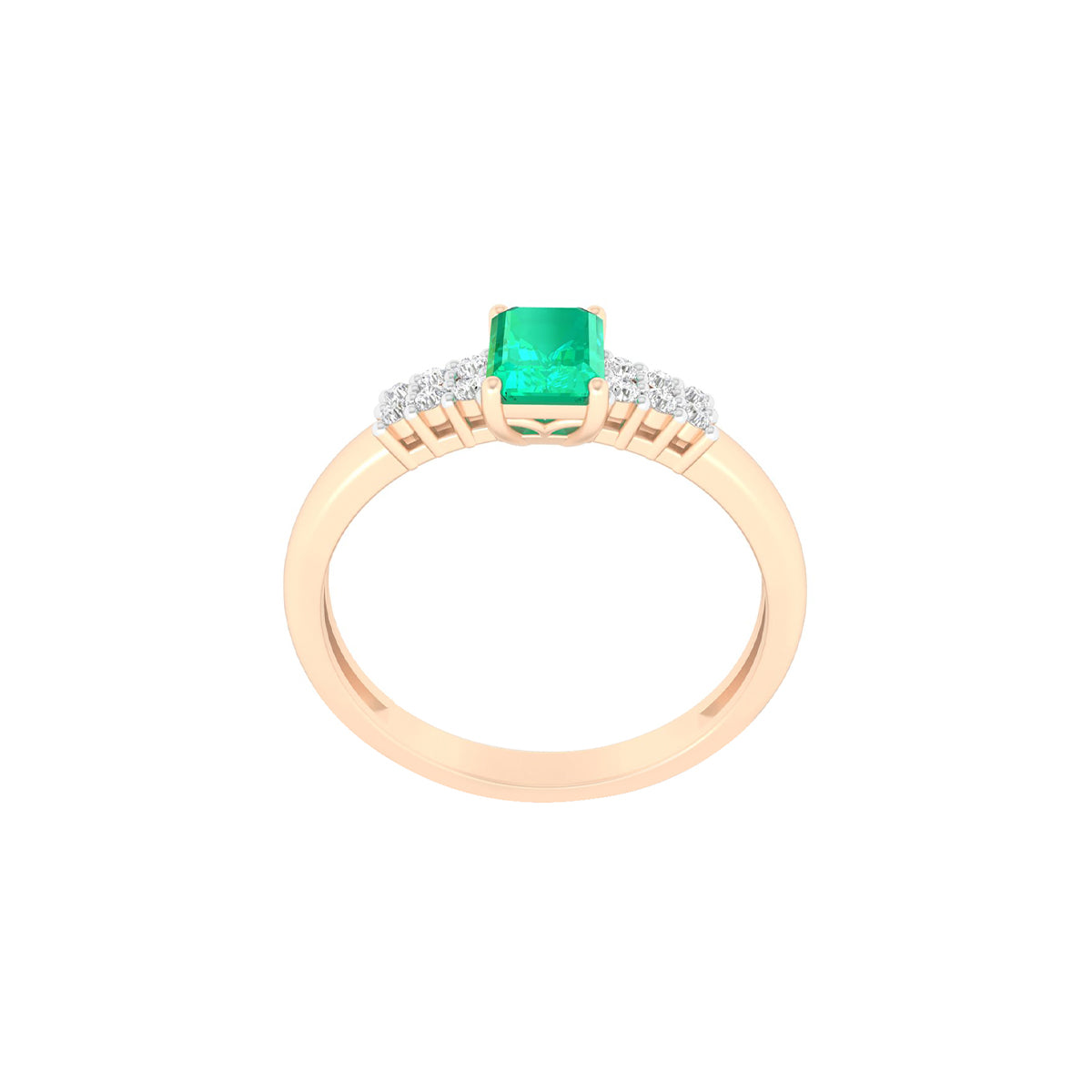 Zambian Emerald Ring with White Diamond in 18Kt Gold 0.62cts