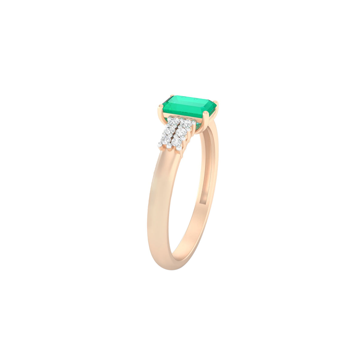 Zambian Emerald Ring with White Diamond in 18Kt Gold 0.62cts