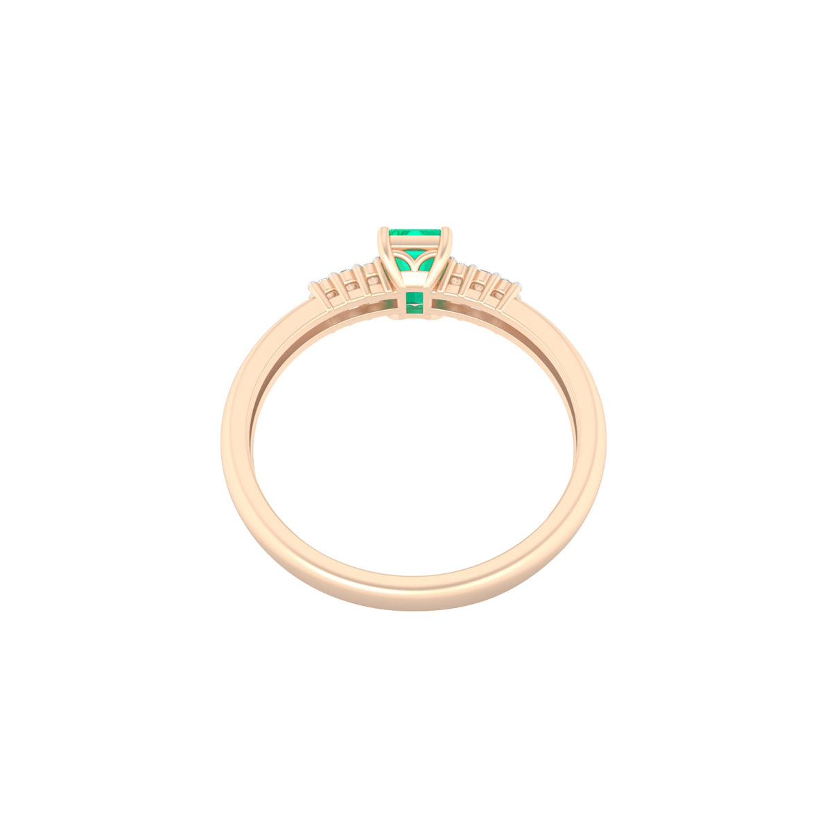 Zambian Emerald Ring with White Diamond in 18Kt Gold 0.62cts