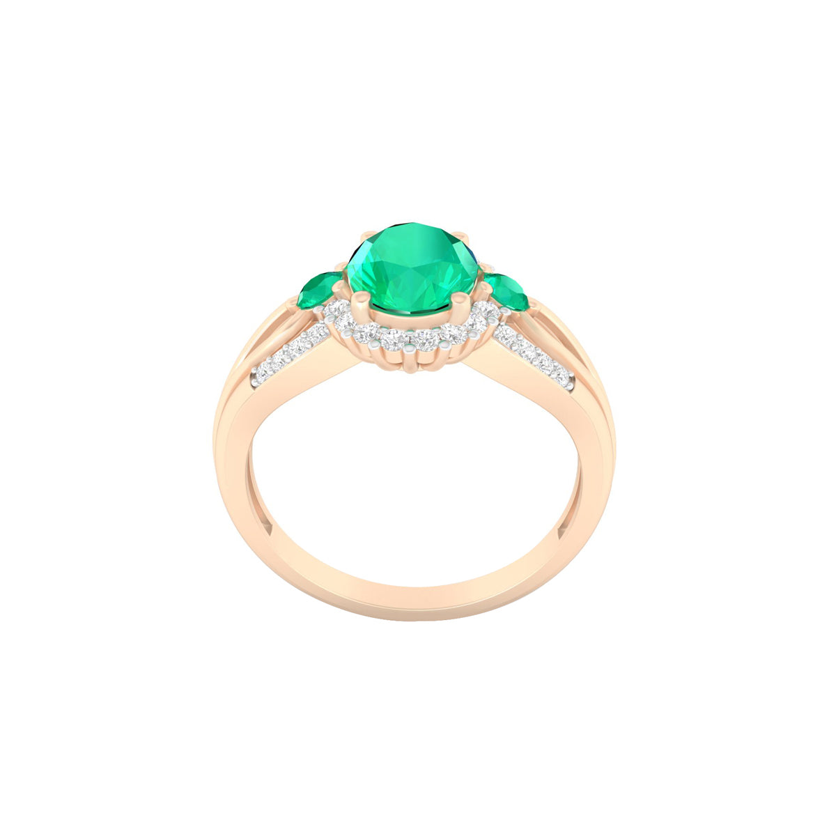 Zambian Emerald Ring with White Diamond in 18Kt Gold 1.53cts