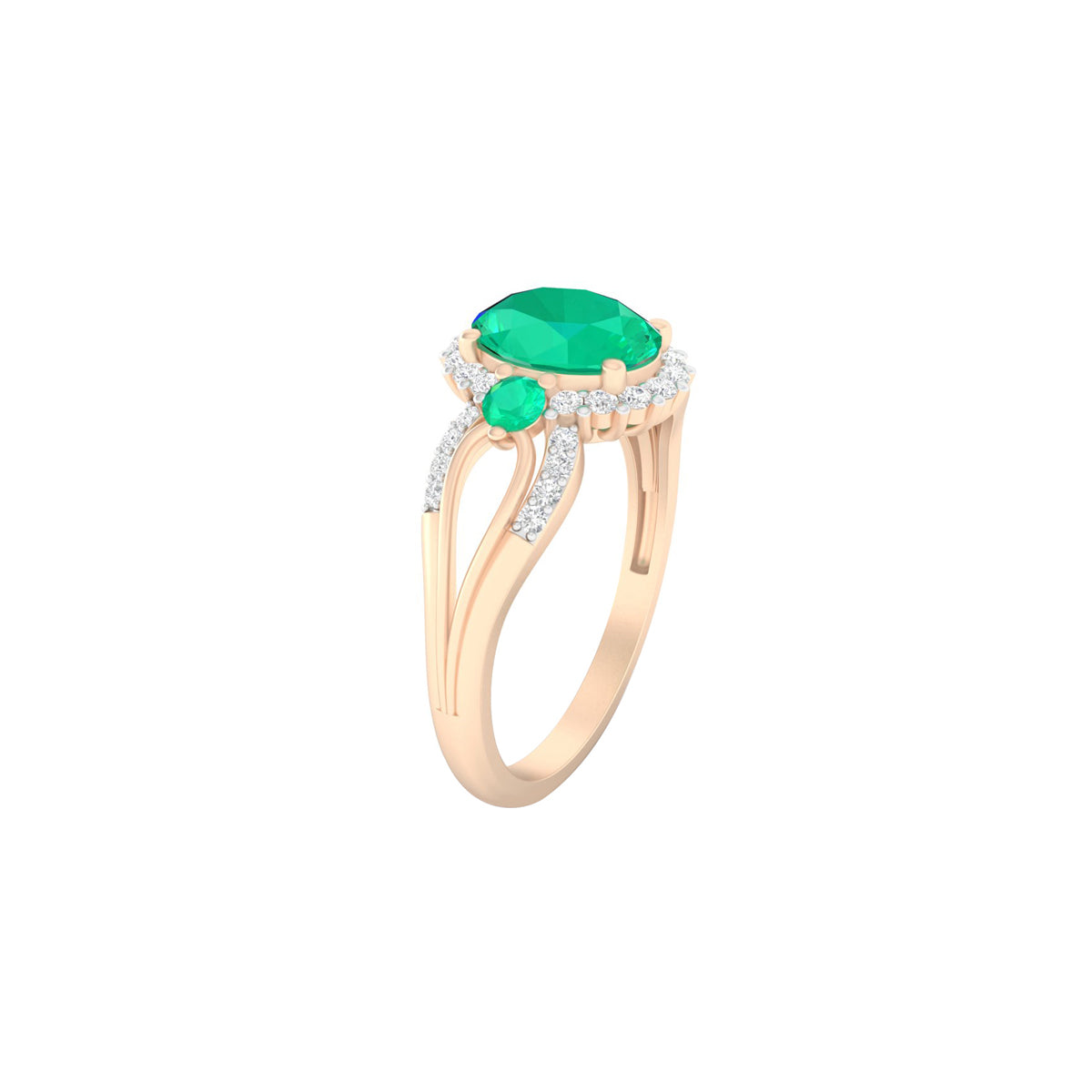 Zambian Emerald Ring with White Diamond in 18Kt Gold 1.53cts