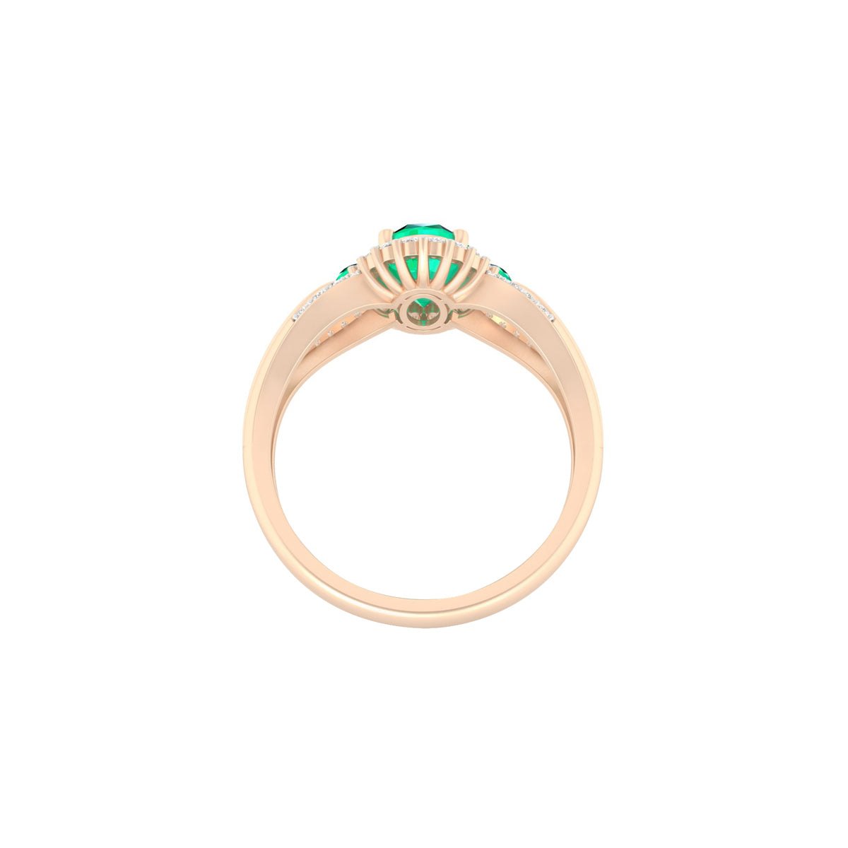 Zambian Emerald Ring with White Diamond in 18Kt Gold 1.53cts