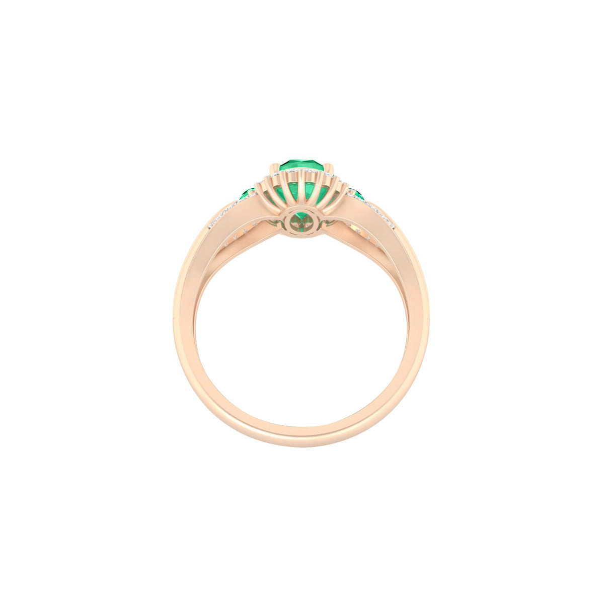 Zambian Emerald Ring with White Diamond in 18Kt Gold 1.53cts