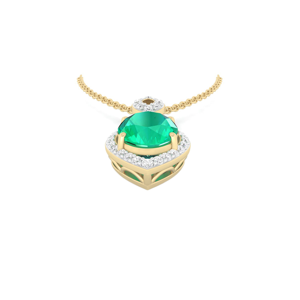 Zambian Emerald Pendant with White Diamond in 18Kt Gold 1.23cts