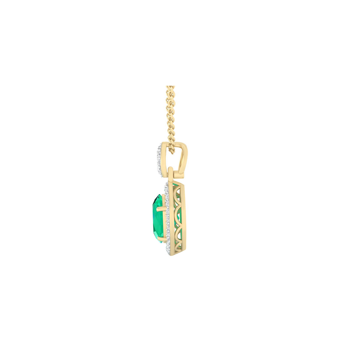Zambian Emerald Pendant with White Diamond in 18Kt Gold 1.23cts