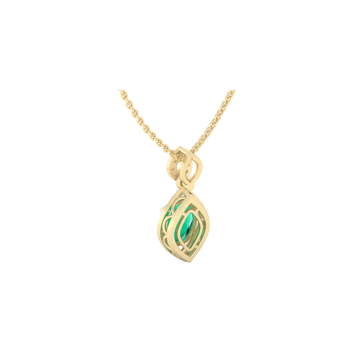 Zambian Emerald Pendant with White Diamond in 18Kt Gold 1.23cts