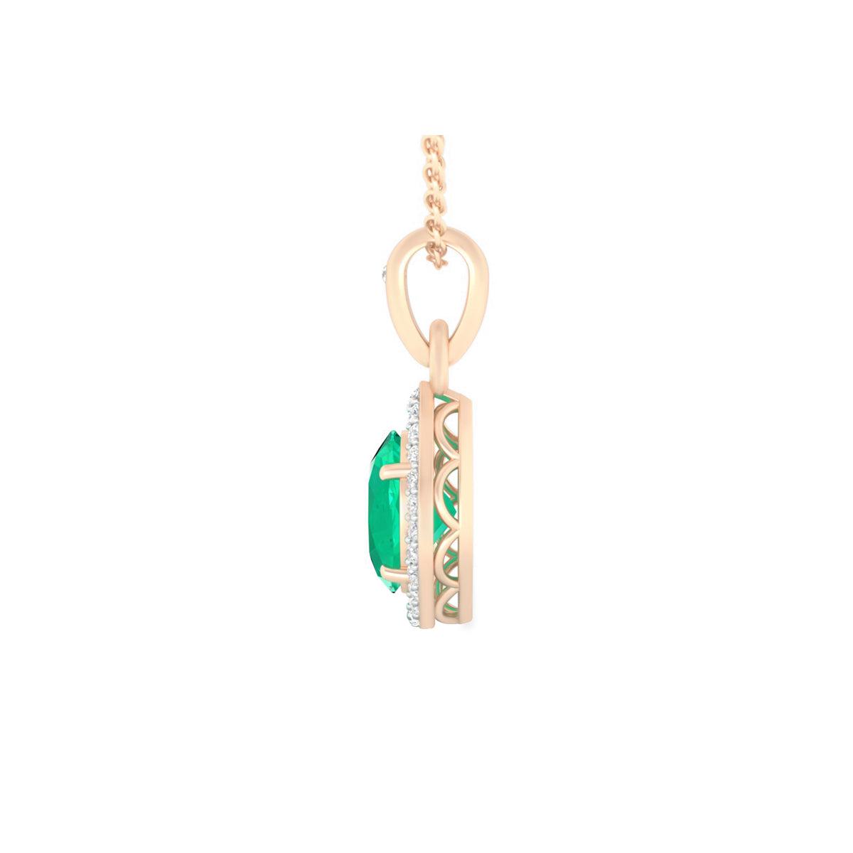 Zambian Emerald Pendant with White Diamond in 18Kt Gold 1.20cts