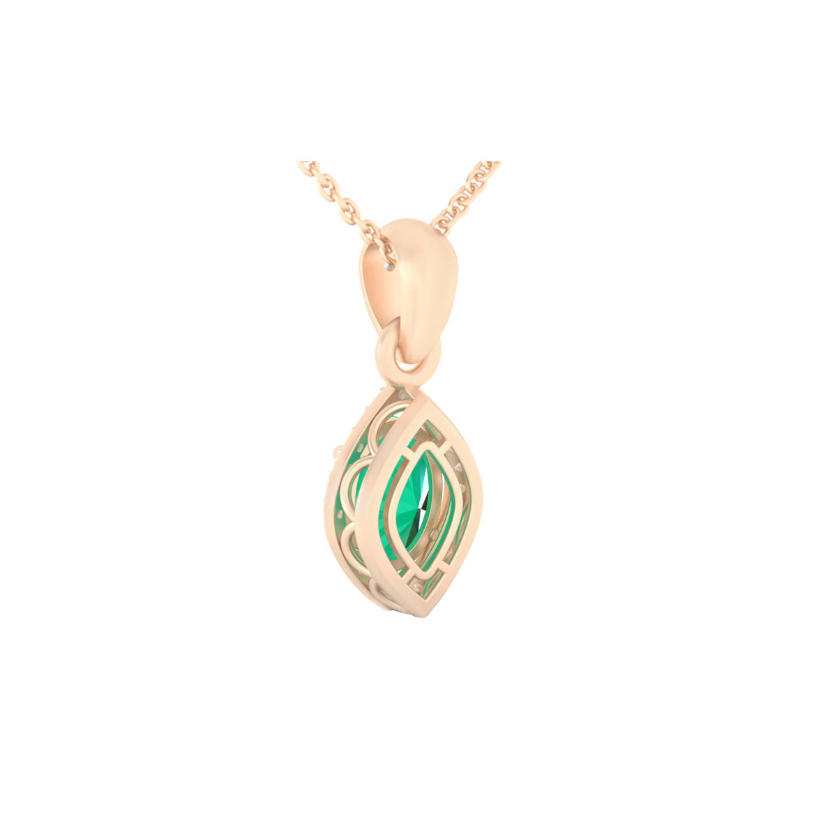 Zambian Emerald Pendant with White Diamond in 18Kt Gold 1.20cts