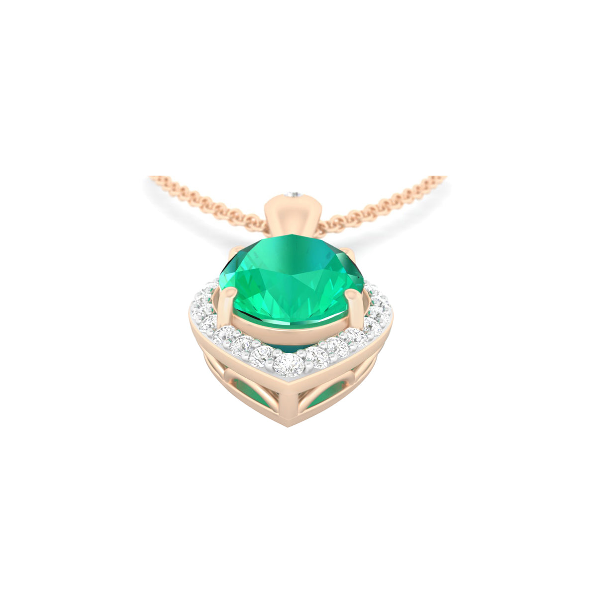 Zambian Emerald Pendant with White Diamond in 18Kt Gold 1.20cts