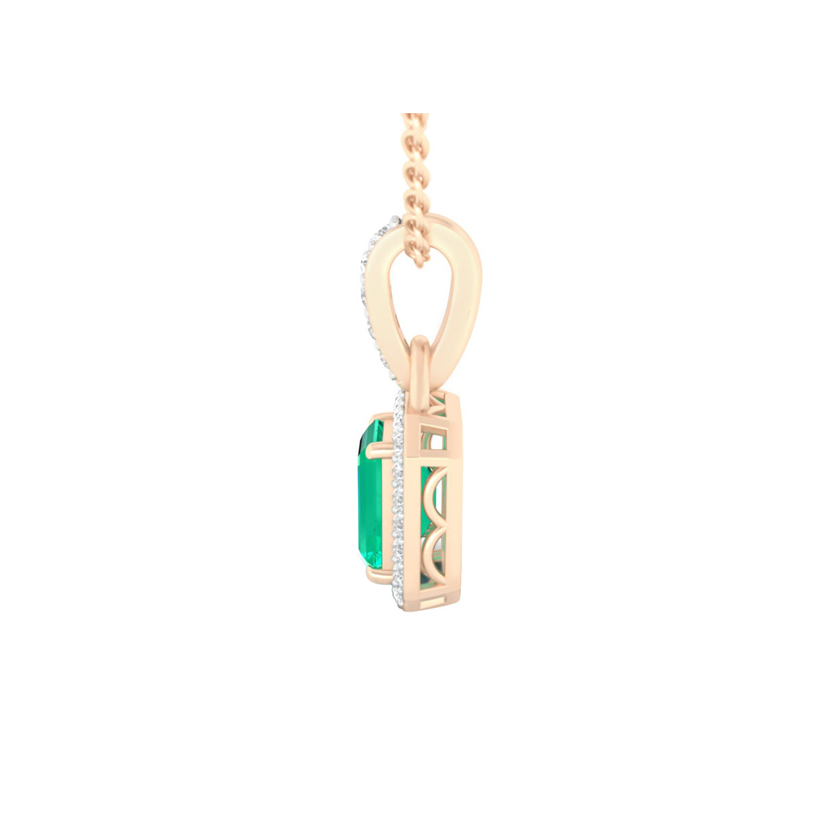 Zambian Emerald Pendant with White Diamond in 18Kt Gold 0.66cts