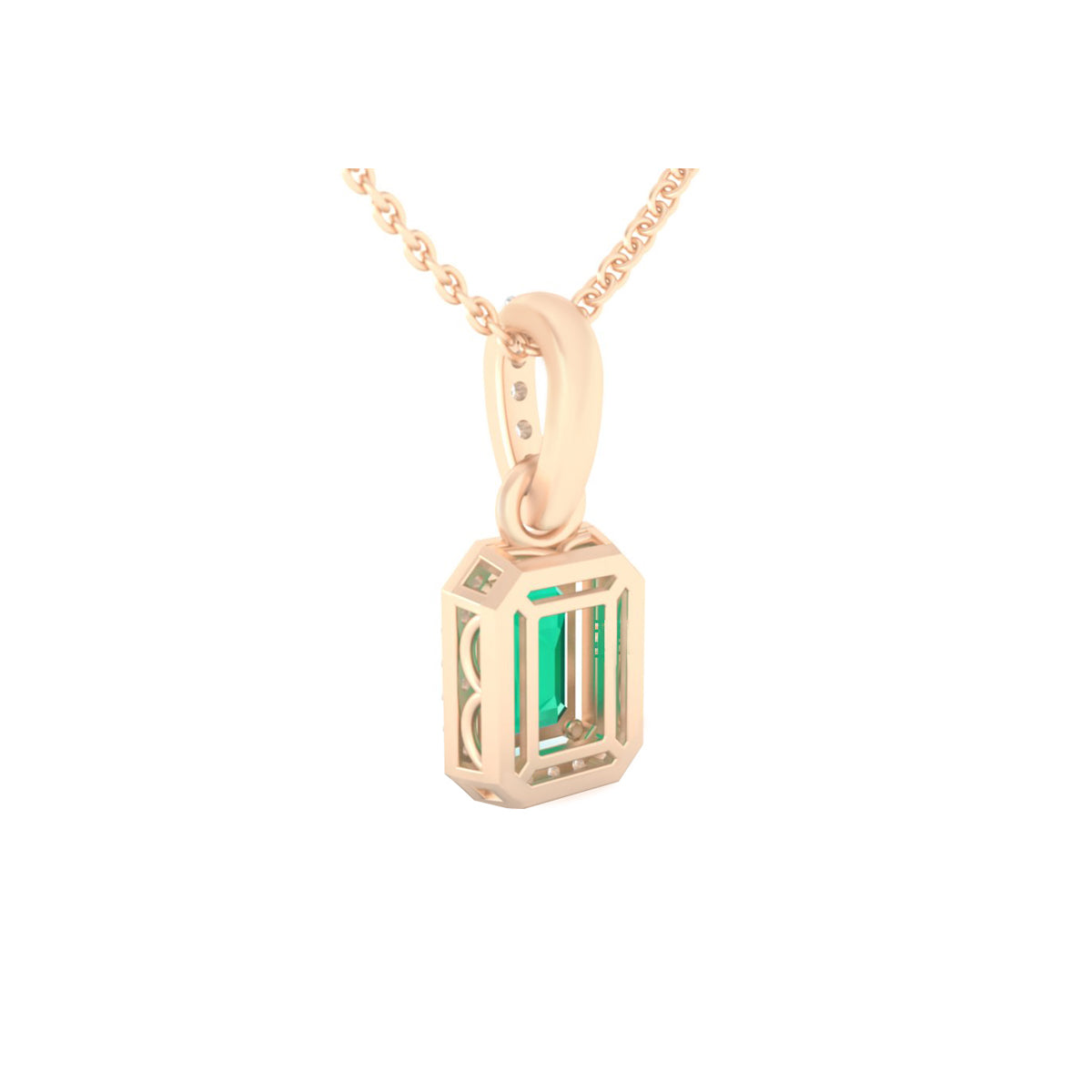 Zambian Emerald Pendant with White Diamond in 18Kt Gold 0.66cts