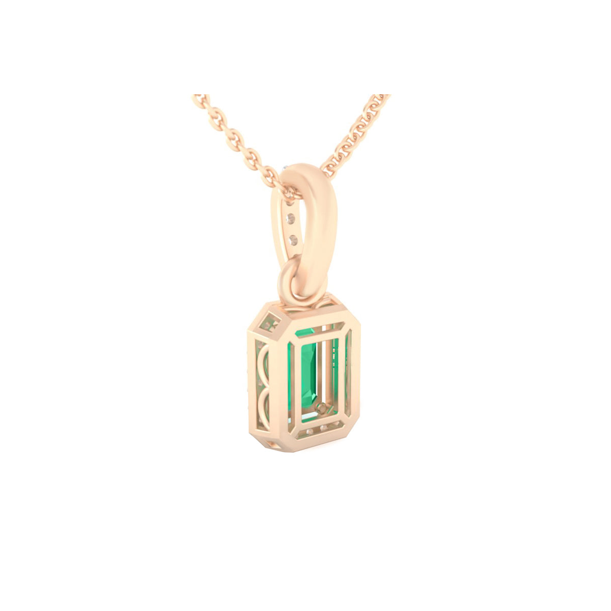 Zambian Emerald Pendant with White Diamond in 18Kt Gold 0.66cts