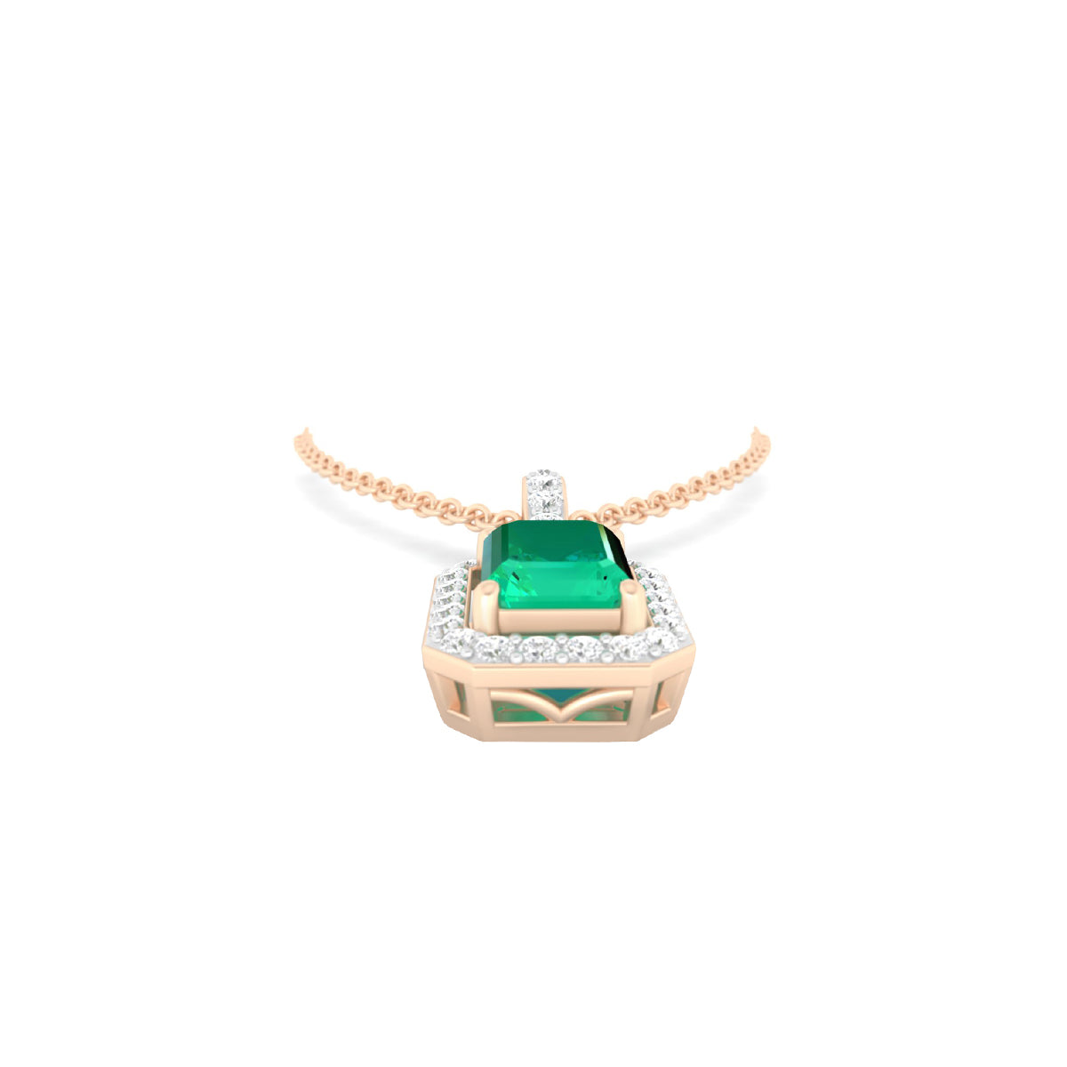 Zambian Emerald Pendant with White Diamond in 18Kt Gold 0.66cts