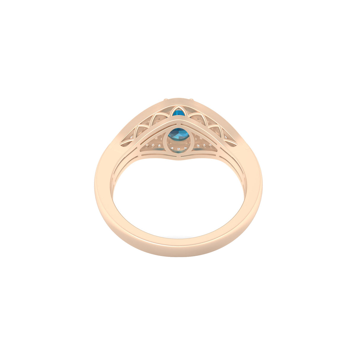 London Blue Topaz Ring with White Diamond in 18Kt Gold 1.71cts