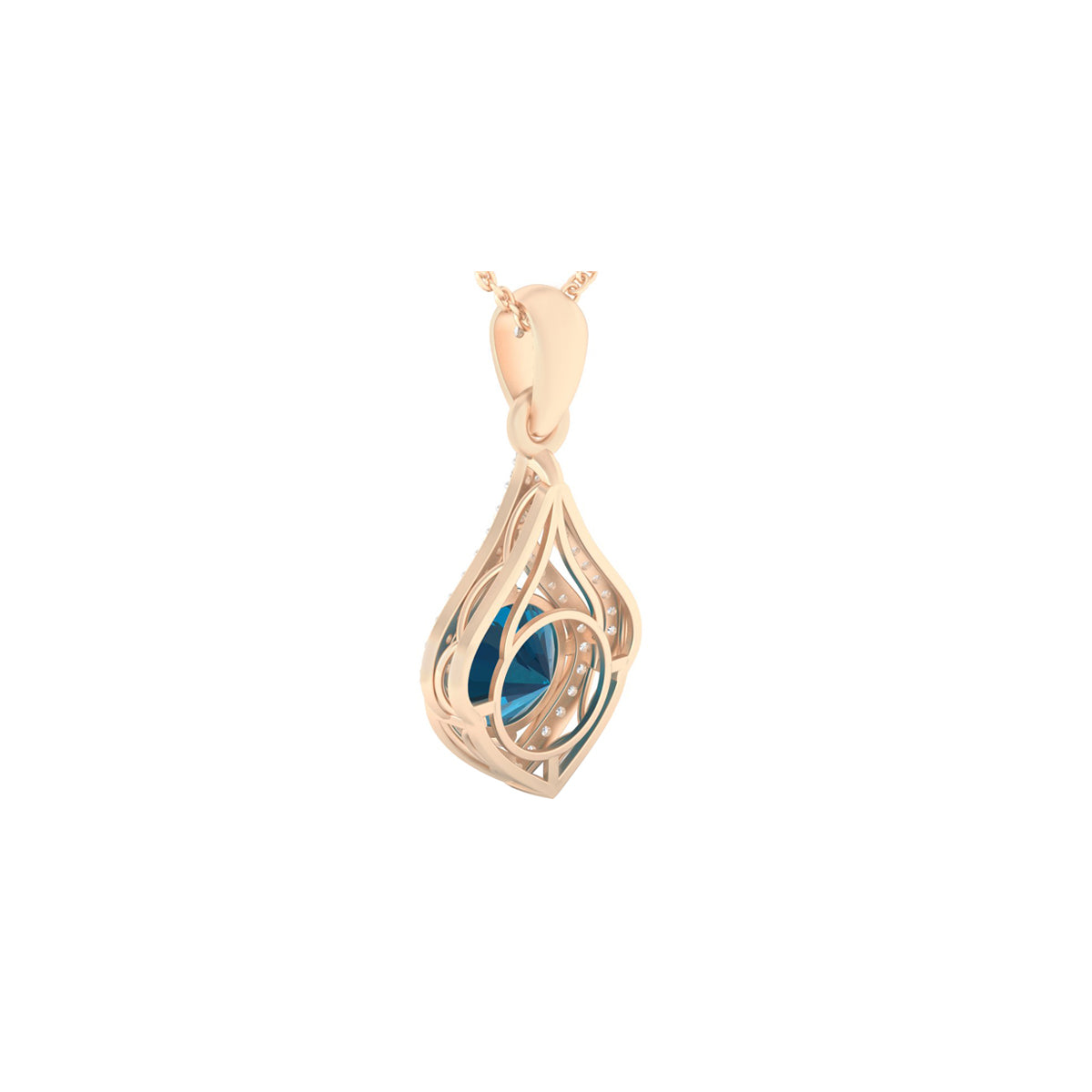 London Blue Topaz Pendant with White Diamond in 18Kt Gold 2.53cts