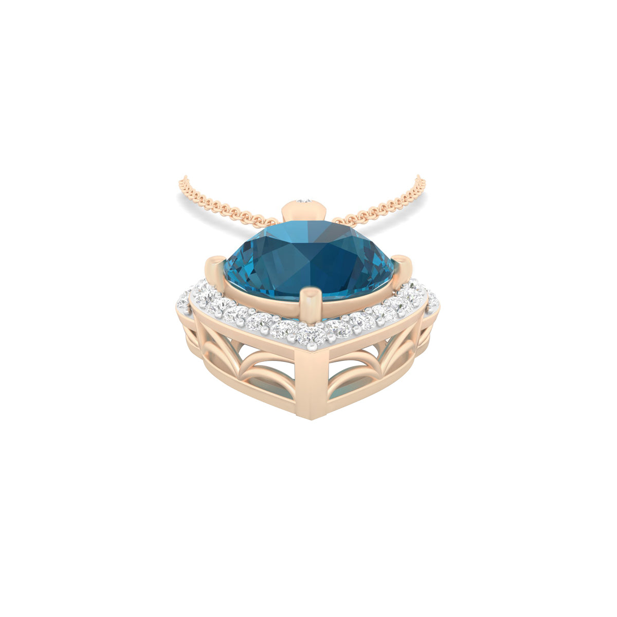 London Blue Topaz Pendant with White Diamond in 18Kt Gold 2.53cts