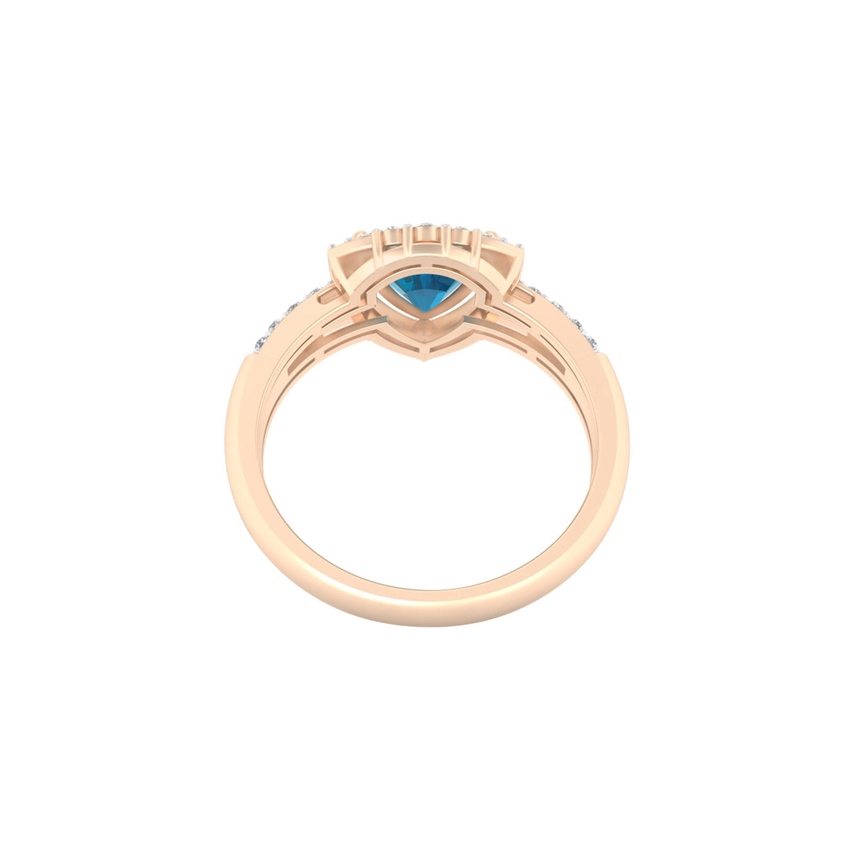 London Blue Topaz Ring with White Diamond in 18Kt Gold 1.56cts