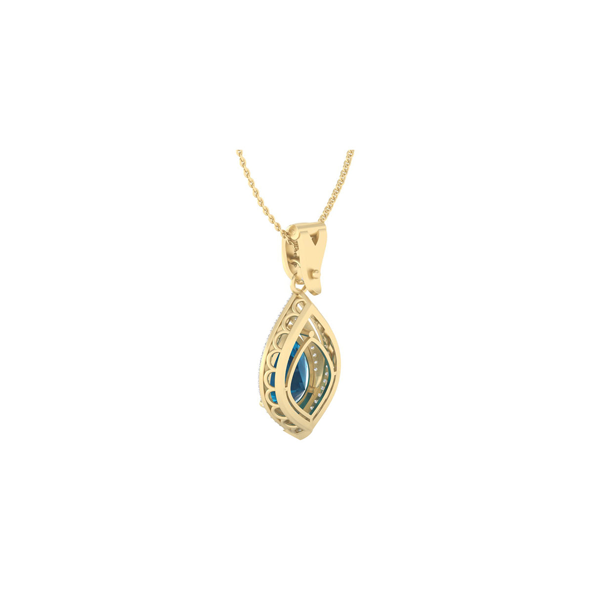 London Blue Topaz Pendant with White Diamond in 18Kt Gold 4.48cts