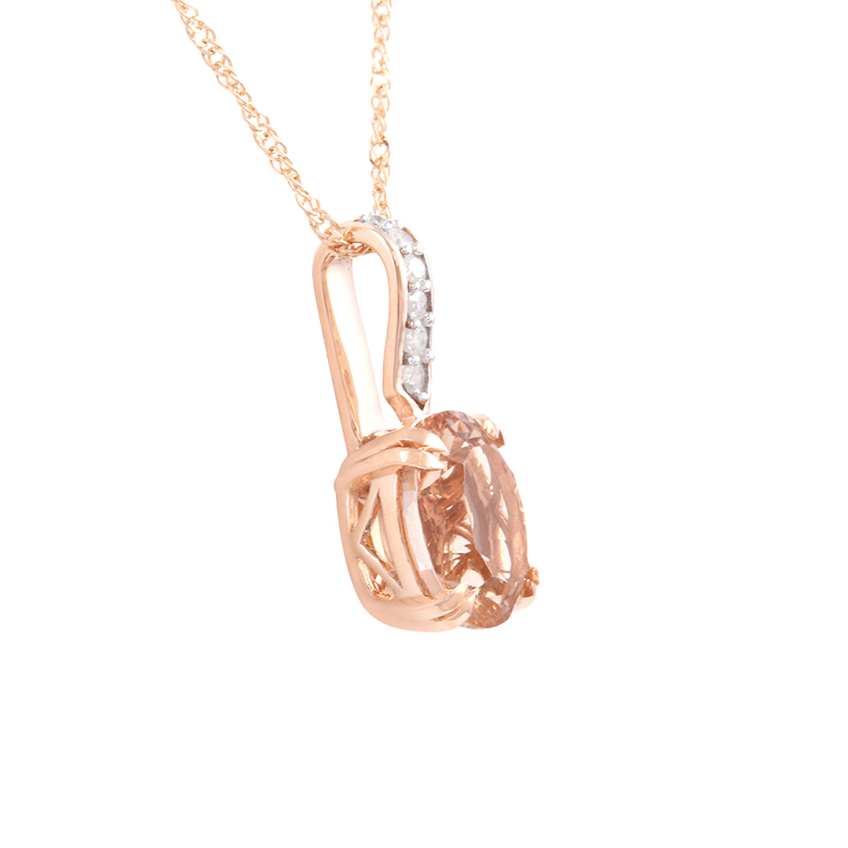 Morganite Pendant with White Diamond in 18KT Rose Gold 1.81cts.