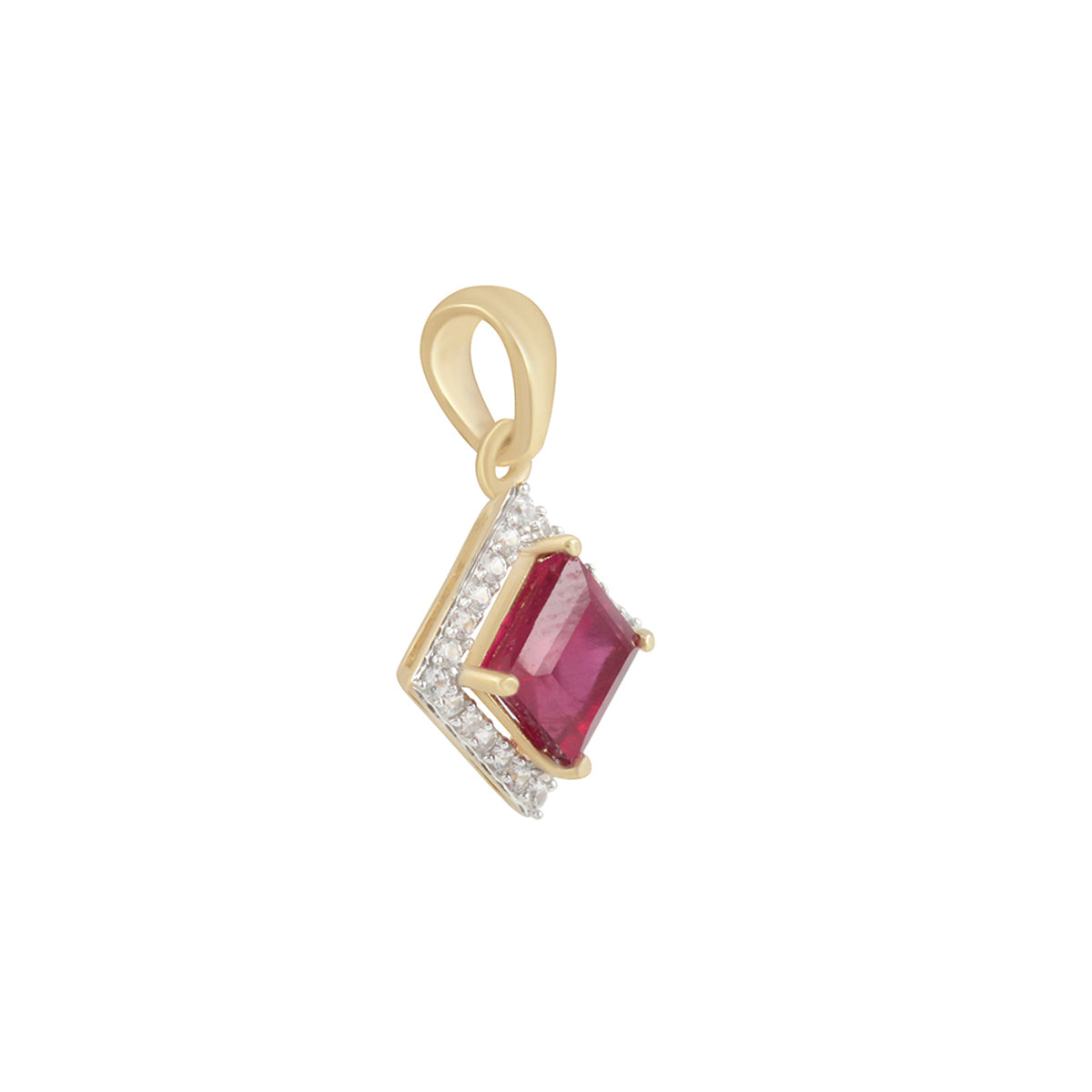 Ruby Pendant with White Diamond in 14KT Gold 0.35cts.