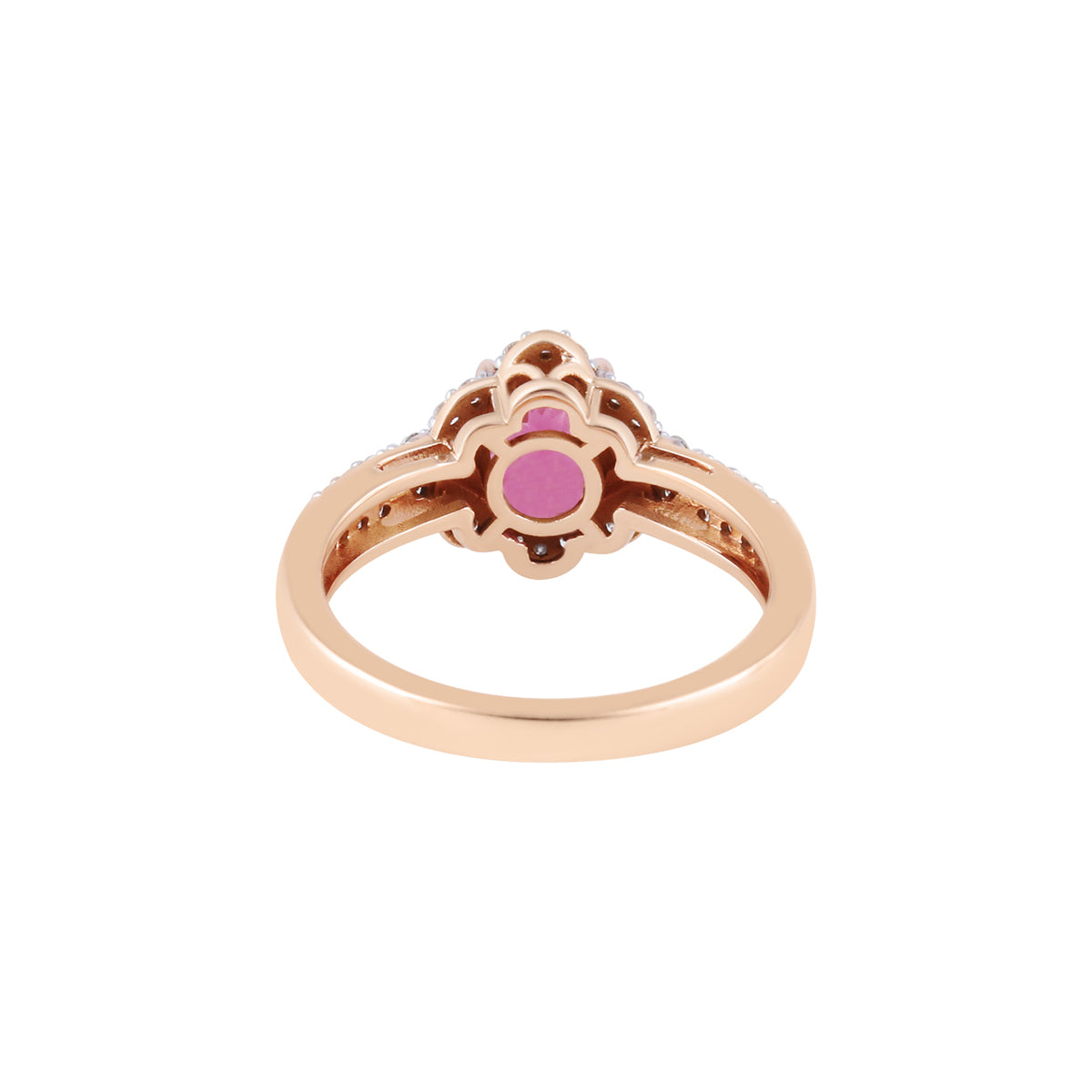 Pink Garnet Ring with White Diamond in 14KT Rose Gold 1.86cts.