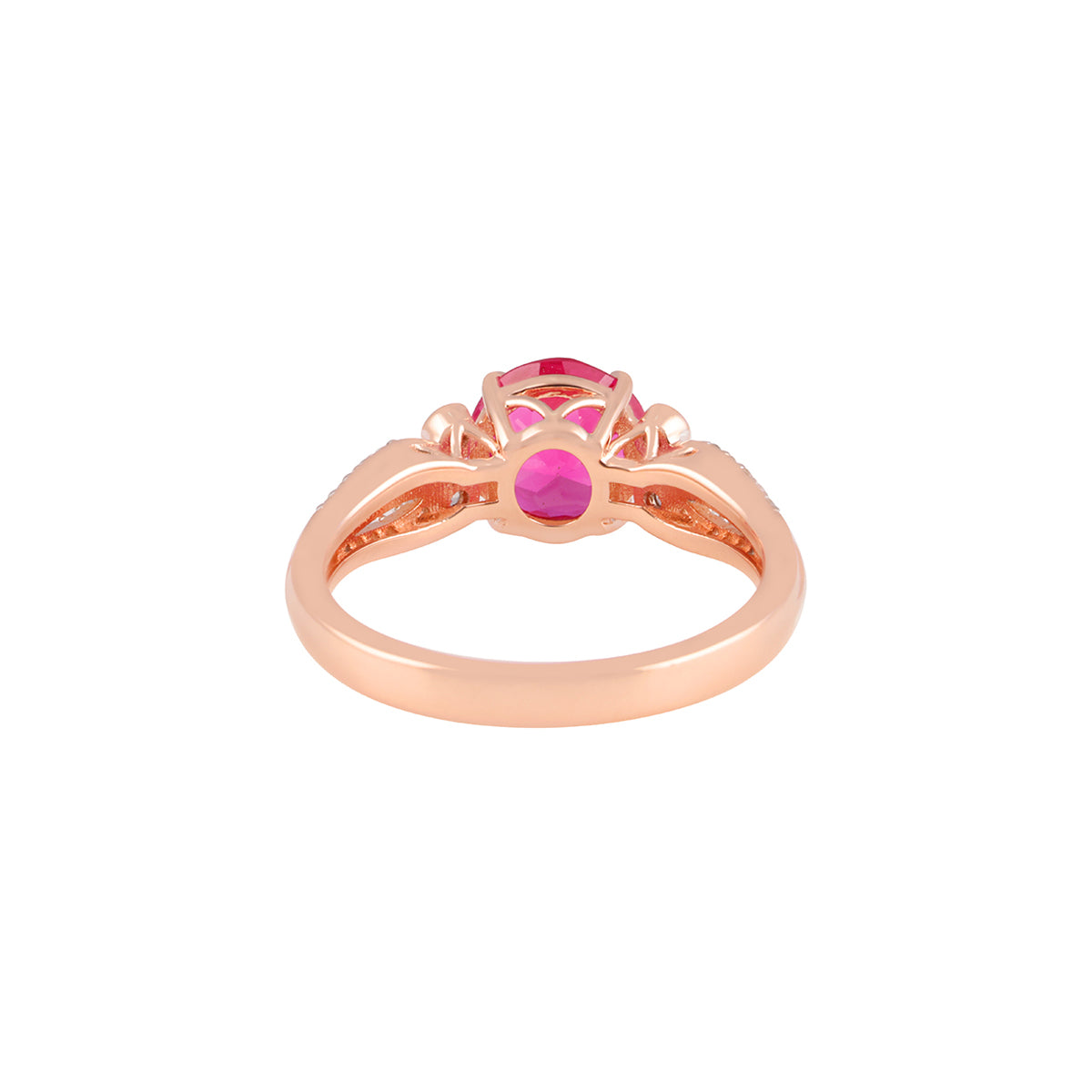 Pink Sapphire Ring with White Diamond in 14KT Gold 2.68cts.