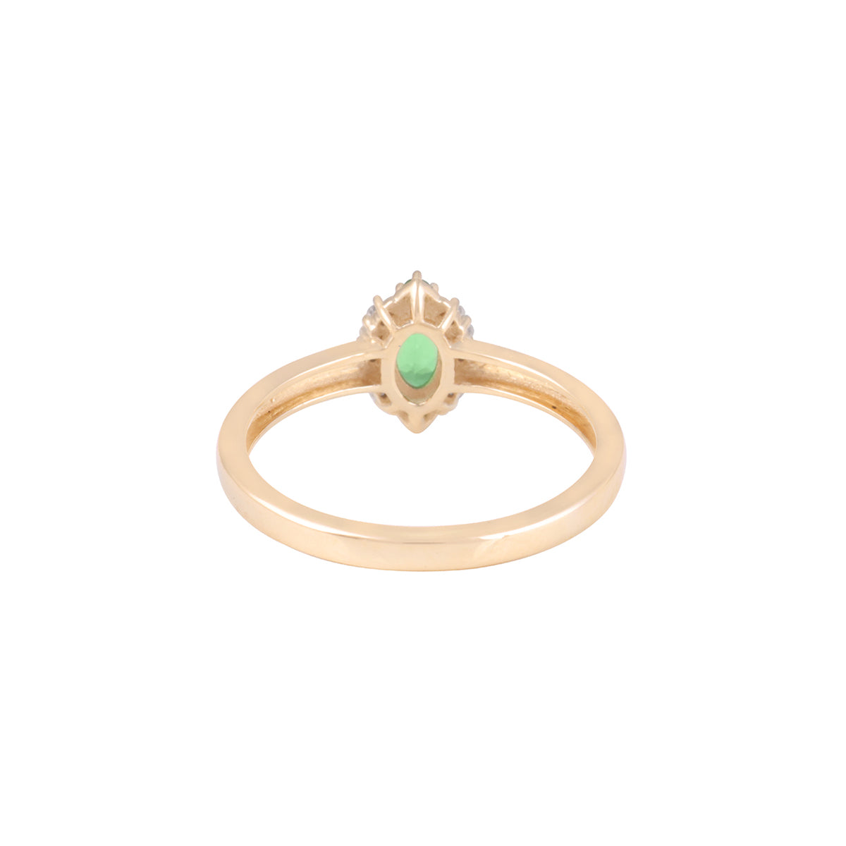 Tsavorite Ring with White Diamond in 14KT Gold 0.62cts.