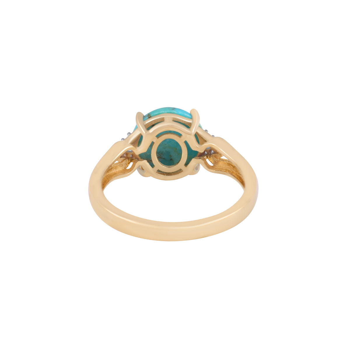 Turquoise Ring with White Diamond in 14KT Gold 2.63cts.
