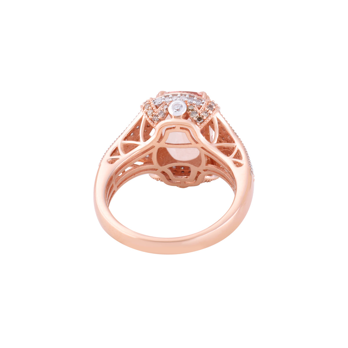 Morganite Ring with Champagne & White Diamond in 14KT Rose Gold 5.08cts.