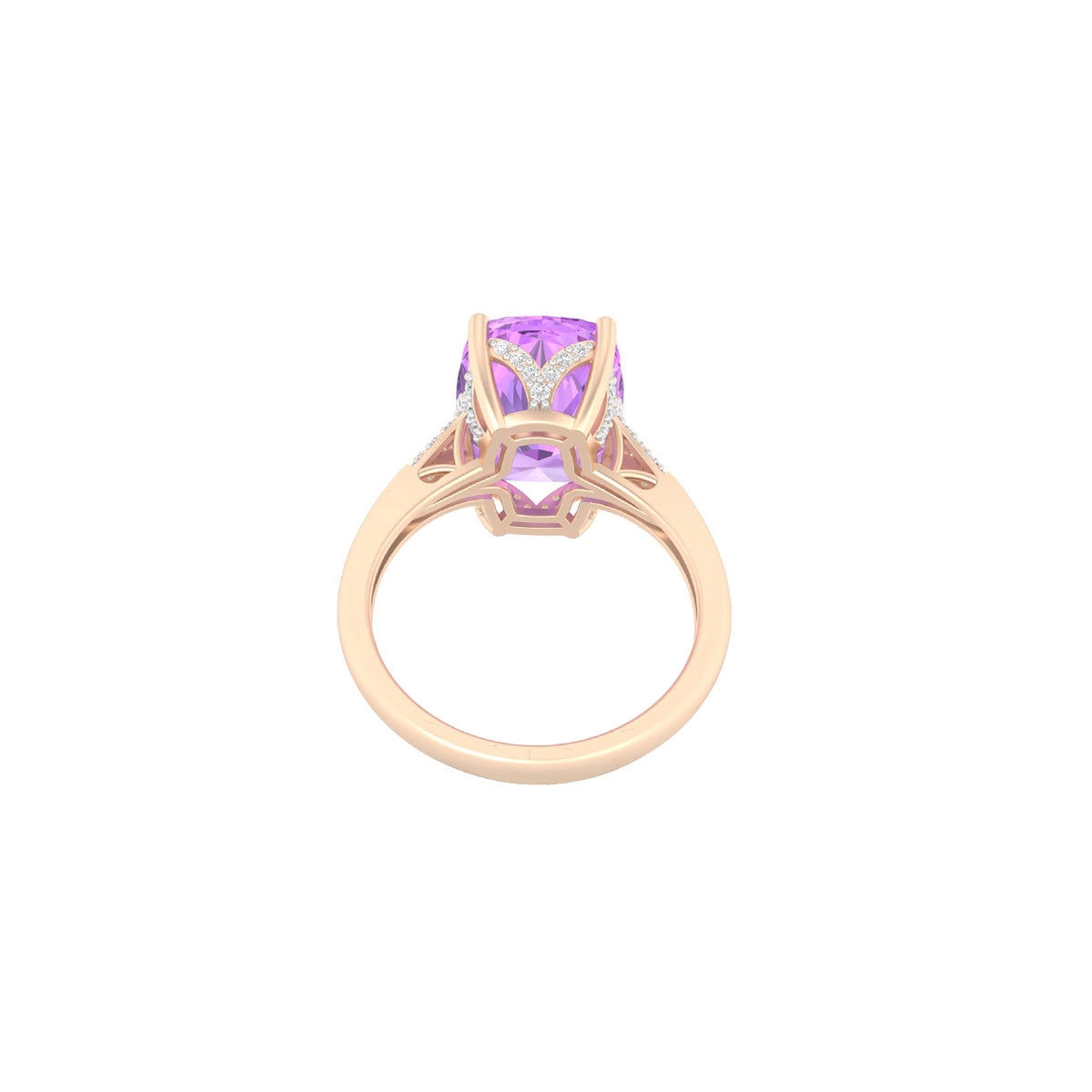 Amethyst Ring with White Diamond in 18Kt Gold 6.40cts