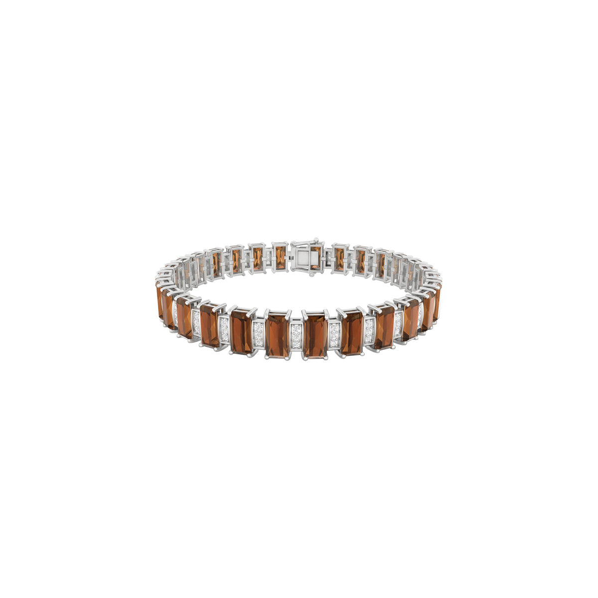 Smokey Quartz Bracelet with White Diamond in 18Kt White Gold 22.60cts